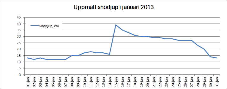 Snödjup i januari 2013 Riala, Norrtälje