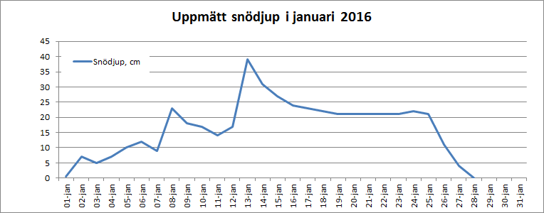 Snödjup i januari 2016 Riala, Norrtälje